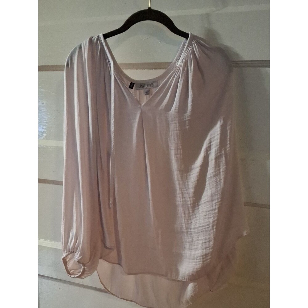 Jennifer Lopez Light Pink V-Neck Peasant Top (Mis344)